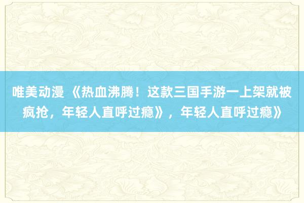 唯美动漫 《热血沸腾！这款三国手游一上架就被疯抢，年轻人直呼过瘾》，年轻人直呼过瘾》
