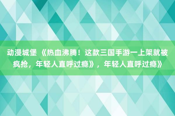 动漫城堡 《热血沸腾！这款三国手游一上架就被疯抢，年轻人直呼过瘾》，年轻人直呼过瘾》