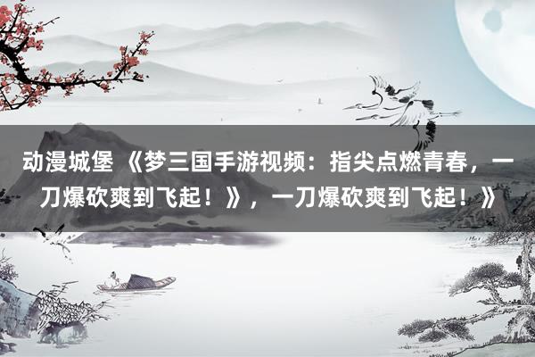 动漫城堡 《梦三国手游视频：指尖点燃青春，一刀爆砍爽到飞起！》，一刀爆砍爽到飞起！》