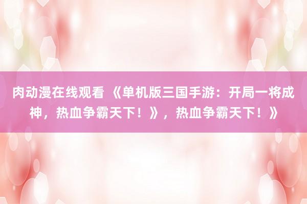 肉动漫在线观看 《单机版三国手游：开局一将成神，热血争霸天下！》，热血争霸天下！》