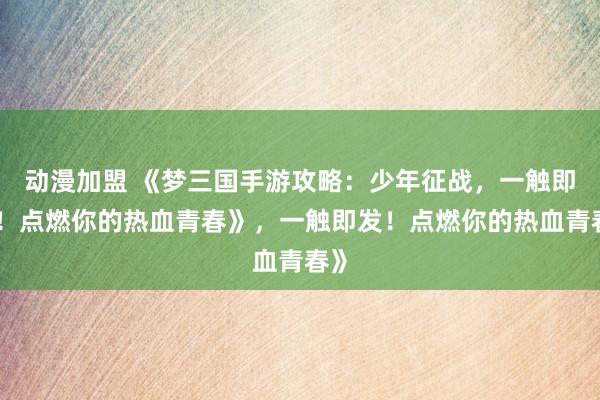 动漫加盟 《梦三国手游攻略：少年征战，一触即发！点燃你的热血青春》，一触即发！点燃你的热血青春》