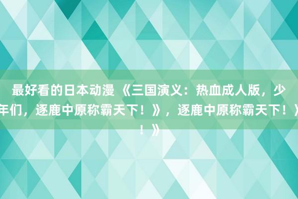 最好看的日本动漫 《三国演义：热血成人版，少年们，逐鹿中原称霸天下！》，逐鹿中原称霸天下！》