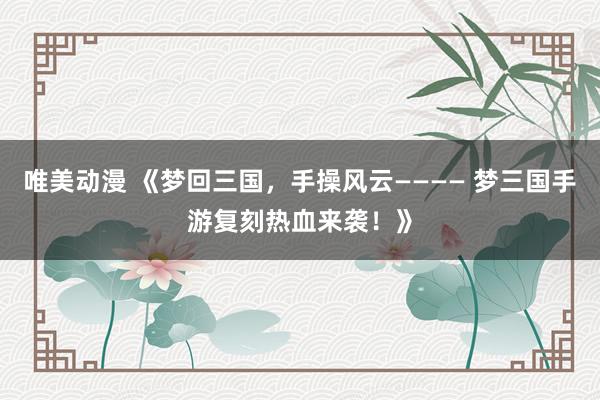 唯美动漫 《梦回三国，手操风云———— 梦三国手游复刻热血来袭！》