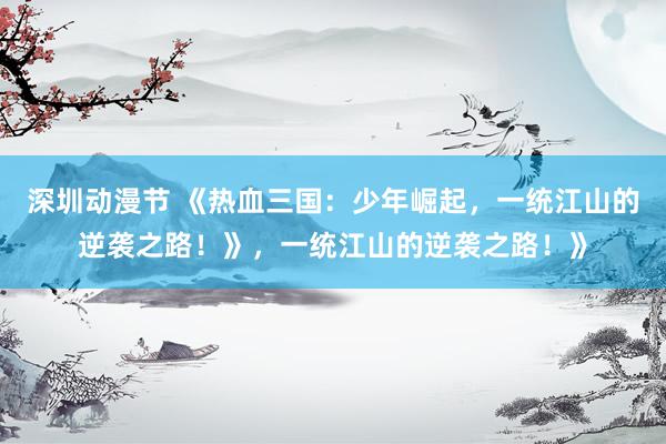 深圳动漫节 《热血三国：少年崛起，一统江山的逆袭之路！》，一统江山的逆袭之路！》