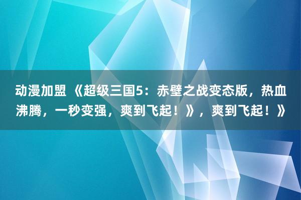 动漫加盟 《超级三国5：赤壁之战变态版，热血沸腾，一秒变强，爽到飞起！》，爽到飞起！》