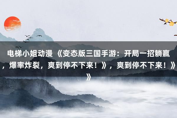 电梯小姐动漫 《变态版三国手游：开局一招躺赢，爆率炸裂，爽到停不下来！》，爽到停不下来！》