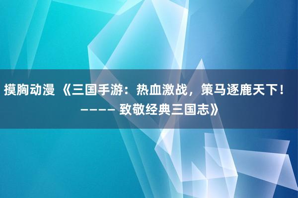 摸胸动漫 《三国手游：热血激战，策马逐鹿天下！ ———— 致敬经典三国志》