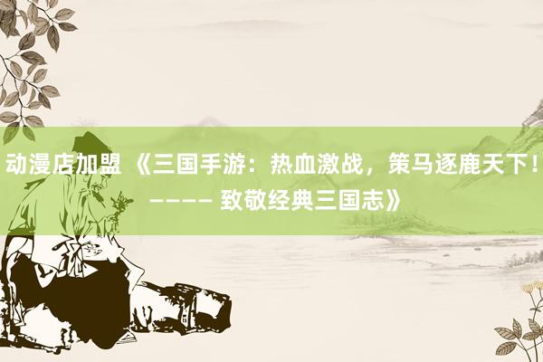动漫店加盟 《三国手游：热血激战，策马逐鹿天下！ ———— 致敬经典三国志》
