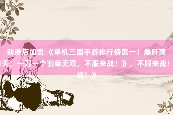 动漫店加盟 《单机三国手游排行榜第一！爆肝爽炸天，一刀一个割草无双，不服来战！》，不服来战！》