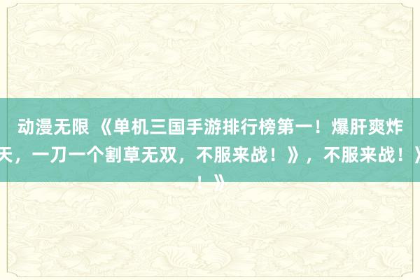 动漫无限 《单机三国手游排行榜第一！爆肝爽炸天，一刀一个割草无双，不服来战！》，不服来战！》