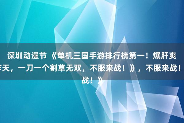 深圳动漫节 《单机三国手游排行榜第一！爆肝爽炸天，一刀一个割草无双，不服来战！》，不服来战！》
