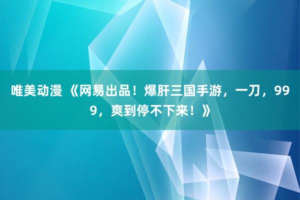 唯美动漫 《网易出品！爆肝三国手游，一刀，999，爽到停不下来！》
