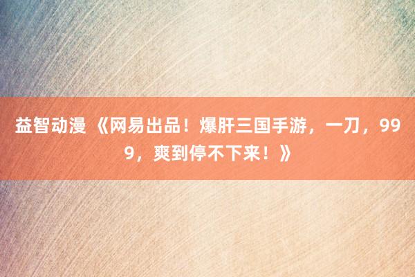 益智动漫 《网易出品！爆肝三国手游，一刀，999，爽到停不下来！》